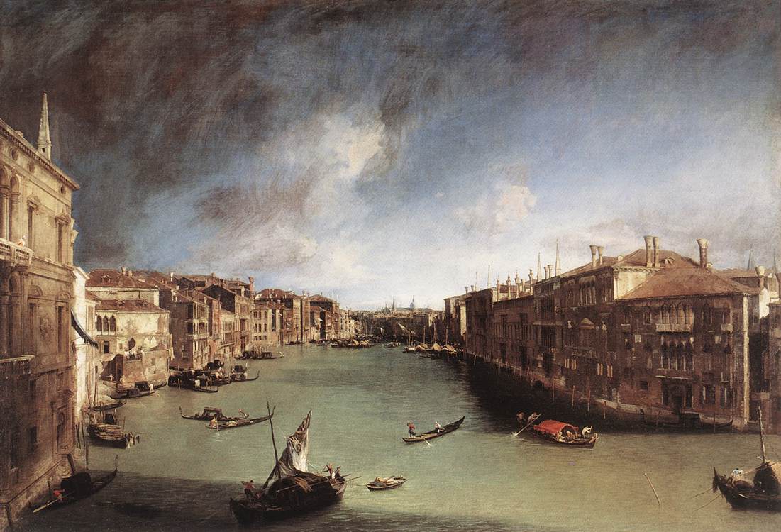 Grand Canal, Looking Northeast from Palazo Balbi toward the Rialto Bridge