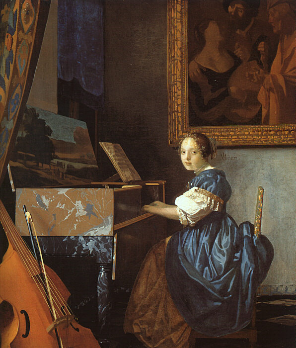 A Young Woman Seated at a Virginal