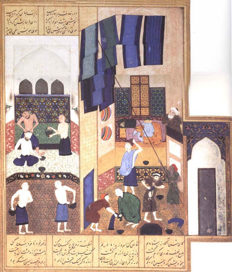 Caliph al-Ma-mun in his bath