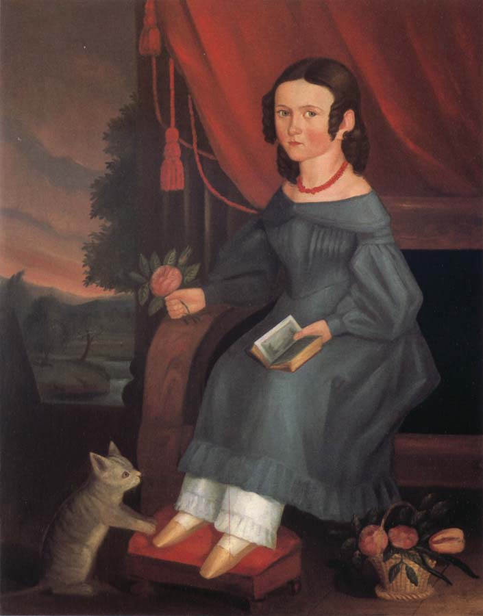 Girl with A Grey Cat