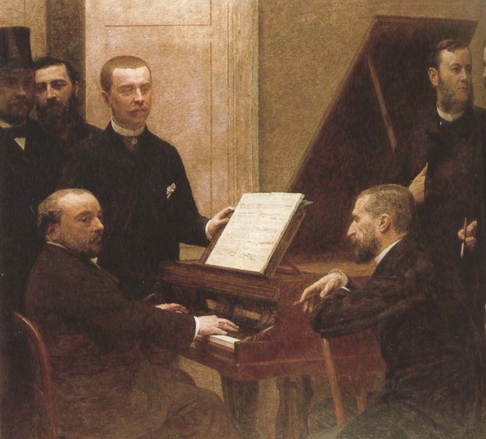 around the piano  by henri fantin latour