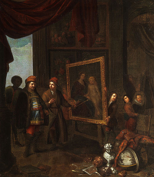 A nobleman visits an artist in his studio