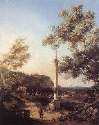 Canaletto Capriccio: River Landscape with a Column f china oil painting reproduction