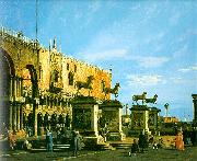 Canaletto Capriccio, The Horses of San Marco in the Piazzetta oil