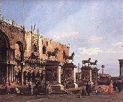 Canaletto Capriccio: The Horses of San Marco in the Piazzetta oil