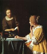 JanVermeer Lady with her Maidservant china oil painting reproduction