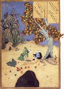 Bihzad The saintly Bishr fishes up the corpse of the blaspheming Malikha from the magic well which is the fount fo life china oil painting reproduction