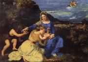 Titian The Virgin and Child with Saint John the Baptist and Saint Catherine oil on canvas