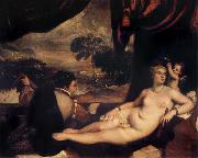 Titian Venus and the Lute Player oil on canvas