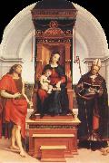 Raphael Virgin and Child with SS.John the Baptist and Nicholas oil on canvas