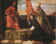 Titian By Pope Alexander six th as the Saint Mala enterprise's hero were introduced that kneels in front of Saint Peter's Ge the cloths wears Salol china oil painting reproduction