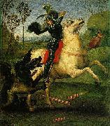 Raphael Saint George and the Dragon, a small work oil on canvas