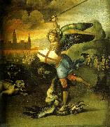 Raphael far right: st. michael oil on canvas