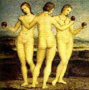 Raphael three graces muse'e conde,chantilly oil on canvas