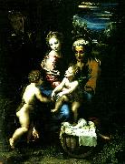 Raphael holy family with st john the baptist oil on canvas