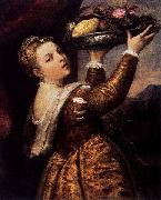 Titian Girl with a Platter of Fruit oil on canvas