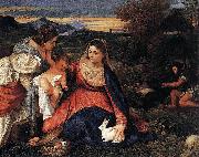 Titian Die Madonna mit dem Kaninchen oil on canvas