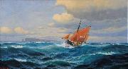 H.Chr.Jensen Finkenwerder Kutter vor Helgoland oil painting picture wholesale