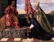 Titian Jacopo Pesaro being presented by Pope Alexander VI to Saint Peter oil on canvas