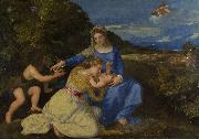 Titian The Virgin and Child with the Infant Saint John and a Female Saint or Donor oil