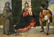 Titian La Virgen con el Nino, entre San Antonio de Padua y San Roque oil