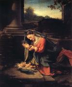 Correggio Madonna worshipping the Child oil