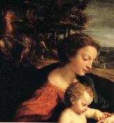 Correggio Wedding of Saint Catherine,details oil on canvas