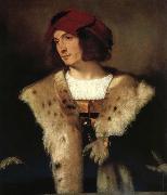 Titian Portrait of a man in a red cap china oil painting reproduction