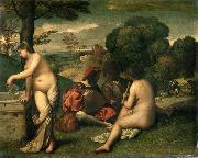 Giorgione Concerr Champetre (mk08) oil on canvas