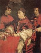 Raphael Pope Leo X with Cardinals Giulio de'Medici and Luigi de'Rossi china oil painting reproduction