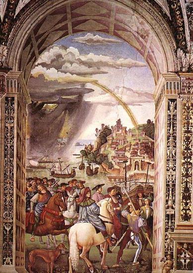 Aeneas Piccolomini Leaves for the Council of Basle, Pinturicchio