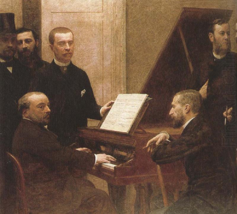 around the piano  by henri fantin latour, plato