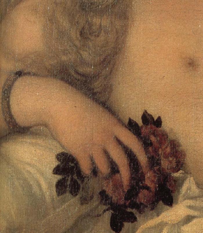 Details of Venus of Urbino, Titian