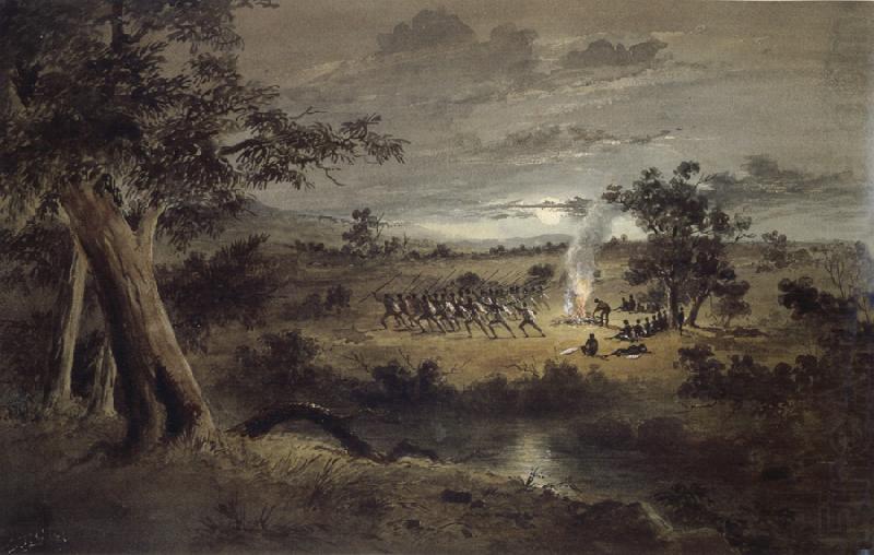 Corroboree at night, S.T.Gill